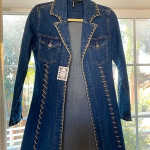 Ethyl Denim long jean jacket with lacing HARD TO FIND